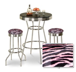 stripes print animal faux fur barstools chrome table black white round bar stools stool swivels foot rest ring cushion seat cave man chair chairs diner metal dining finish pad padded pub pubstools restaurant