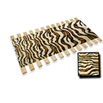 BROWN-WHITE Brown White Zebra Faux Fur  Burlap Strap Full Size Bed Slats Support / Bunkie Board