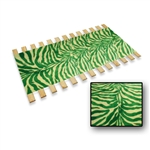 GREEN-WHITE Burlap Strap Full Size Bed Slats Support / Bunkie Board Made in the USA.  Green and White Zebra Faux Fur fabric be slats.