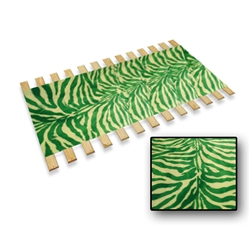 GREEN-WHITE Burlap Strap Full Size Bed Slats Support / Bunkie Board Made in the USA.  Green and White Zebra Faux Fur fabric be slats.