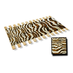 BROWN-WHITE Burlap Strap Twin Size Bed Slats Support / Bunkie Board Brown and white zebra faux fur fabric roll bed slats.