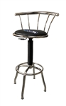 Adjustable Bar Stool 25" to 29" Tall Chrome Finish with a Backrest Featuring the Dallas Cowboys NFL Team Logo Decal on a Colored Vinyl Covered Swivel Seat Cushion