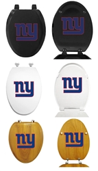 Black, White or Oak Elongated Toilet Seat New York Giants NFL Logo