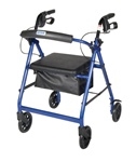 Aluminum Rollator w/Fold Up and Removable Back Support, Padded Seat, 7.5" Casters