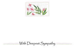 "With Deepest Sympathy" : Pink flowers and wavy lines(Pack of 50 enclosure cards)