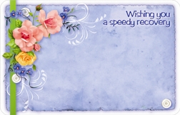 "Wishing you a speedy recovery" : Blue w/ mixed flowers (Pack of 50 enclosure cards)