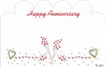 "Happy Anniversary" : White w/ champagne & hearts (Pack of 50 enclosure cards)
