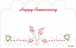 "Happy Anniversary" : White w/ champagne & hearts (Pack of 50 enclosure cards)