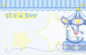 "It's a Boy" : Blue with merry-go-round(Pack of 50 enclosure cards)