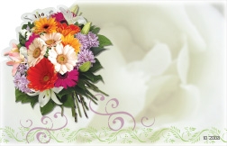 Green with mixed bouquet (Pack of 50 enclosure cards)