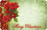 "Merry Christmas" : Green with poinsettias (Pack of 50 enclosure cards)