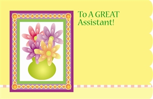 "To a Great Assistant" : Flowers in vase (Pack of 50 enclosure cards)