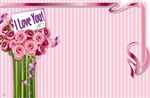 "I Love You" : Tall pink roses w/ ribbon border (Pack of 50 enclosure cards)