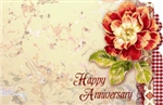 "Happy Anniversary" : Red garden rose w/ gingham (Pack of 50 enclosure cards)