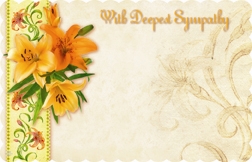 "With Deepest Sympathy" : Orange lilies (Pack of 50 enclosure cards)
