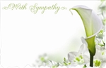 "With Sympathy" Calla green bckgrnd (Pack of 50 enclosure cards)