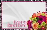 "Happy Birthday" : Black border/bouquet (Pack of 50 enclosure cards)