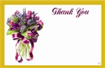 "Thank You" : Purple bouquet/Gold border (Pack of 50 enclosure cards)