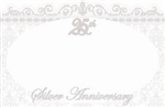 "25th Silver Anniversary" : White oval w/ silver border (Pack of 50 enclosure cards)