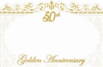 "50th Golden Anniversary" : White oval w/ gold border (Pack of 50 enclosure cards)