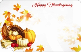 "Happy Thanksgiving" : Cornucopia with fall elements (Pack of 50 enclosure cards)