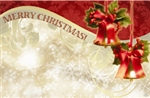 "Merry Christmas" : Ivy bells with red bows (Pack of 50 enclosure cards)
