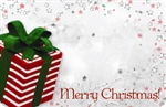 "Merry Christmas" : Red and green present (Pack of 50 enclosure cards)