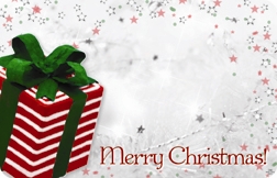 "Merry Christmas" : Red and green present (Pack of 50 enclosure cards)