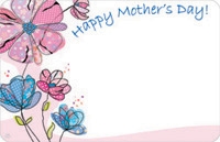 "Happy Mother's Day" : Pen and ink red/blue flowers (Pack of 50 enclosure cards)