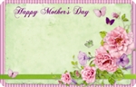 "Happy Mother's Day" : Green with flowers & butterflies (Pack of 50 enclosure cards)