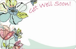 "Get Well Soon" Pen & ink floral (Pack of 50 enclosure cards)