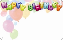 "Happy Birthday" : Balloons w/balloon font (Pack of 50 enclosure cards)