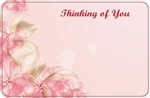 "Thinking of You" Pink abstract flowers & tulle (Pack of 50 enclosure cards)