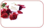 "Happy Anniversary" : Red roses w/ sentiment card (Pack of 50 enclosure cards)