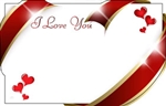 "I Love You" : Red and gold edge ribbon swirls (Pack of 50 enclosure cards)