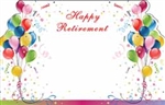 "Happy Retirement" : Illustrated balloons 2-sided (Pack of 50 enclosure cards)