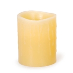 Flickering LED Candle, Dripping Wax Style, Battery Operated, Ivory, 4 Inch Tall