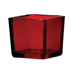 Cube Glass Vase 2x2x2 - Red