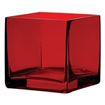 Cube Glass Vase 4x4x4 - Ruby