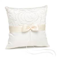 Ivory Satin & Swirls Pillow