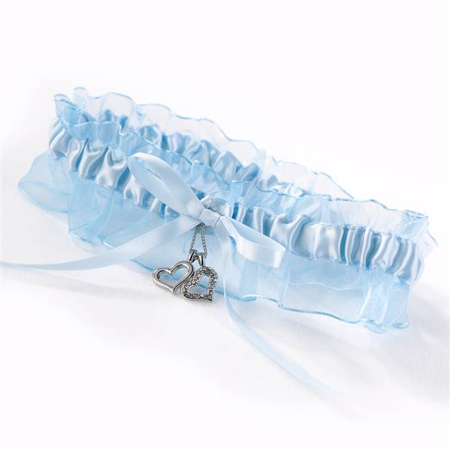 Heart Charms Blue Garter