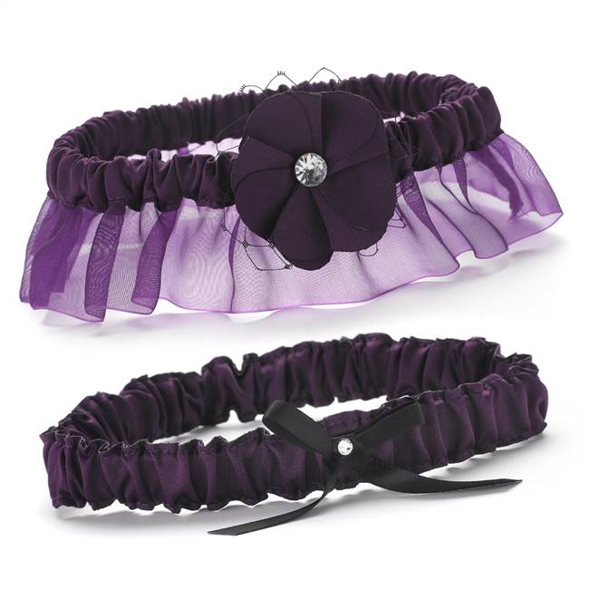 Floral Fantasy Eggplant Garter Set
