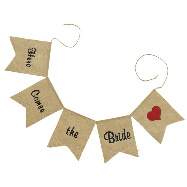 Here Comes the Bride Burlap Banner