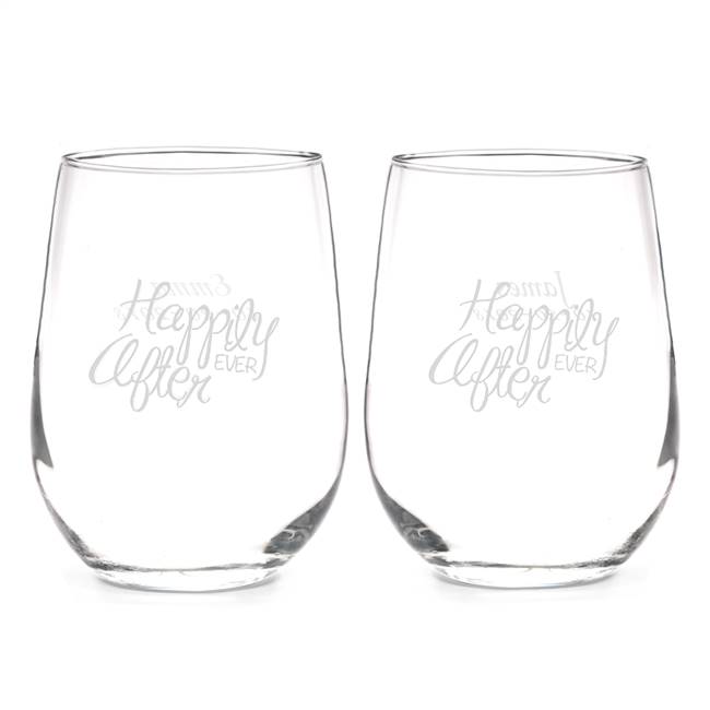 Happily Ever After Stemless Wine Glass Set