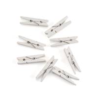 Mini Glitter Clothespins - White