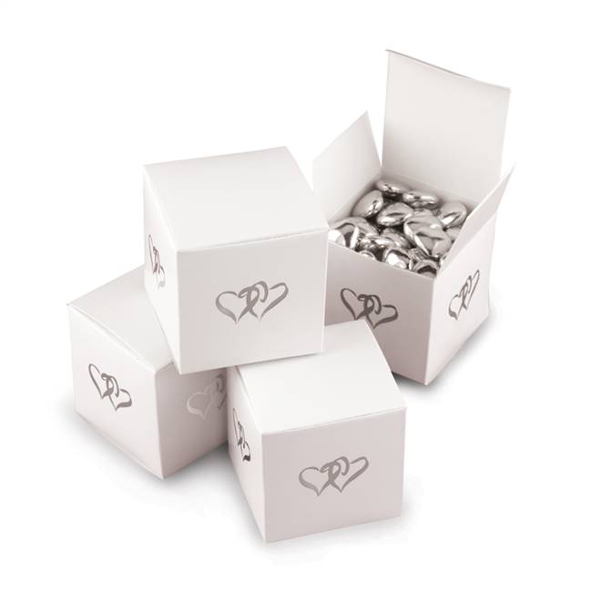 White Linked at Heart Favor Boxes