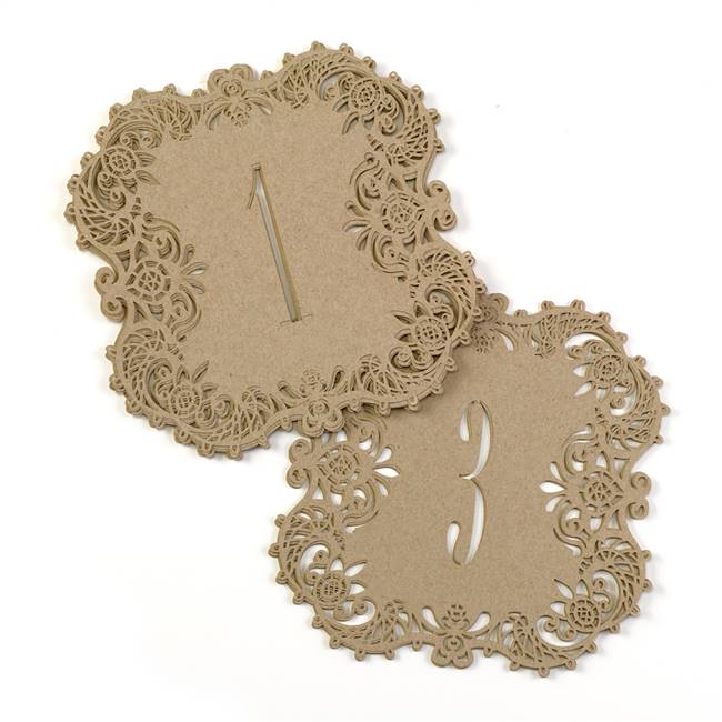 Kraft Laser Cut Table Number Cards 1-10