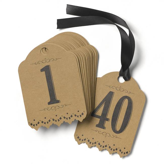 Vintage Kraft Table Number Tags (1-40)