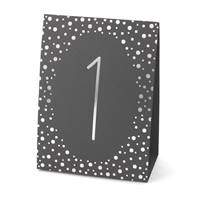 Polka Dot Table Number Tents - Silver Foil (1-40)