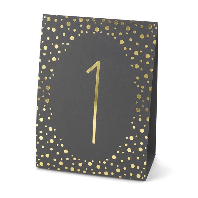 Polka Dot Table Number Tents - Gold